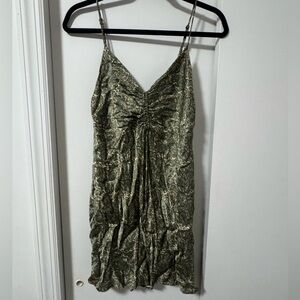 Zara Olive Patterned Mini Dress